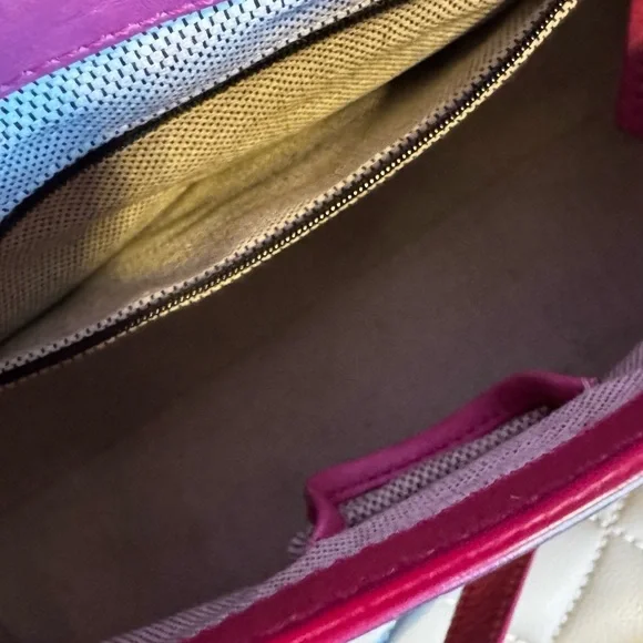 Black Leather Dooney and Bourke Women's Bag with bright pink Heart Accents - Picture 9 of 10